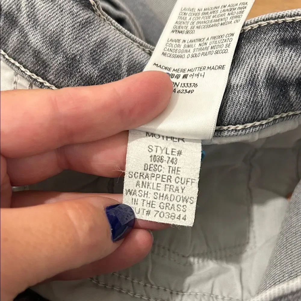 MOTHER Gray Scrapper Cuff Ankle Fray Jeans, Size 30